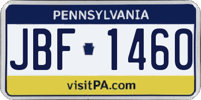 PA license plate JBF1460