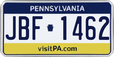 PA license plate JBF1462