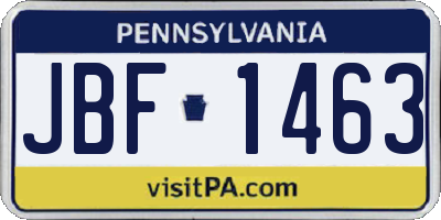 PA license plate JBF1463