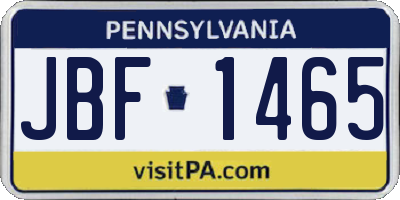 PA license plate JBF1465