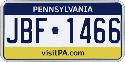 PA license plate JBF1466