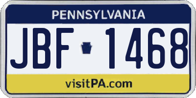 PA license plate JBF1468