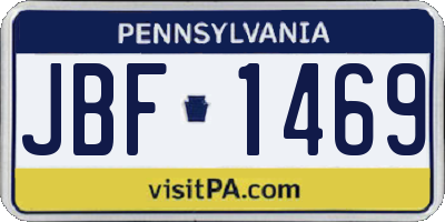 PA license plate JBF1469