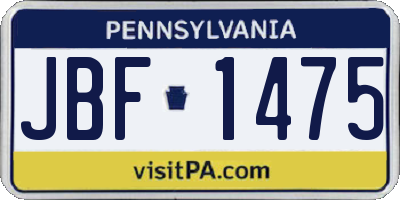 PA license plate JBF1475