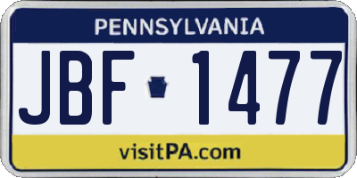 PA license plate JBF1477