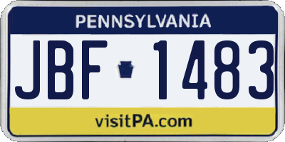 PA license plate JBF1483