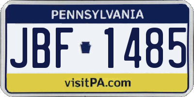 PA license plate JBF1485