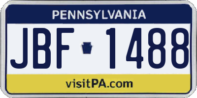 PA license plate JBF1488