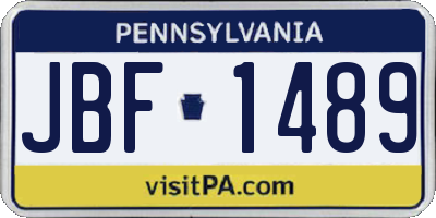 PA license plate JBF1489