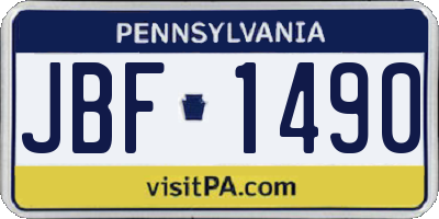 PA license plate JBF1490