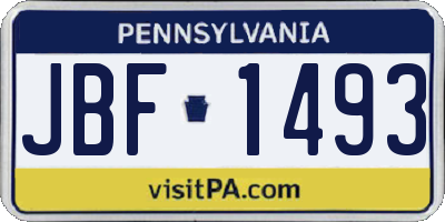 PA license plate JBF1493