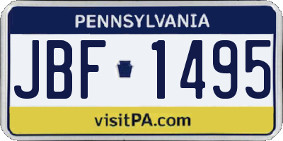 PA license plate JBF1495