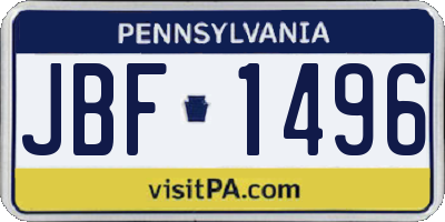 PA license plate JBF1496