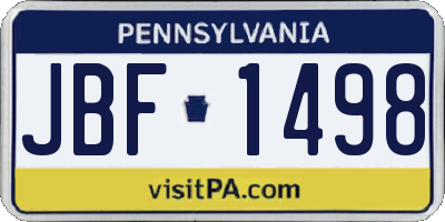 PA license plate JBF1498