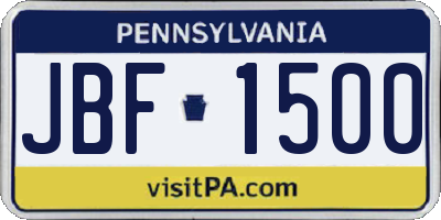 PA license plate JBF1500