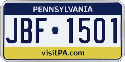 PA license plate JBF1501