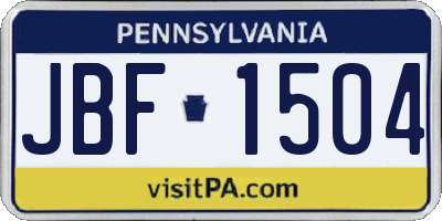 PA license plate JBF1504