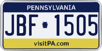 PA license plate JBF1505