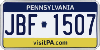 PA license plate JBF1507