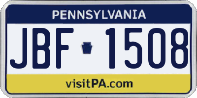 PA license plate JBF1508