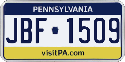 PA license plate JBF1509