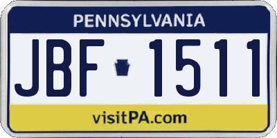 PA license plate JBF1511