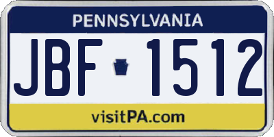 PA license plate JBF1512