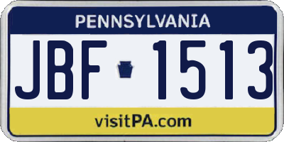 PA license plate JBF1513