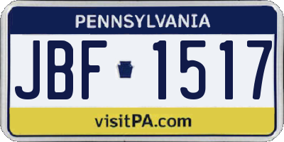 PA license plate JBF1517