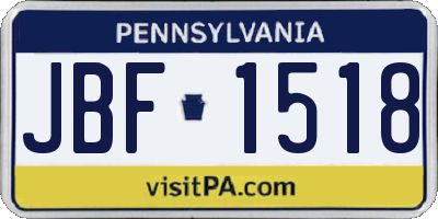 PA license plate JBF1518