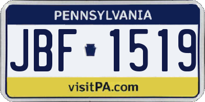 PA license plate JBF1519