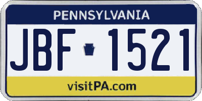 PA license plate JBF1521