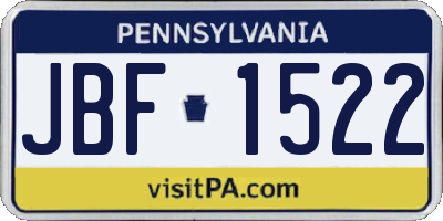 PA license plate JBF1522