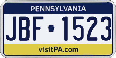 PA license plate JBF1523