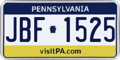 PA license plate JBF1525