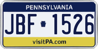 PA license plate JBF1526