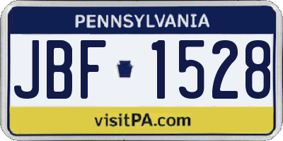 PA license plate JBF1528