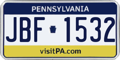 PA license plate JBF1532