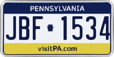 PA license plate JBF1534