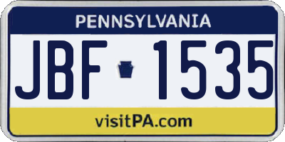 PA license plate JBF1535