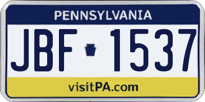 PA license plate JBF1537