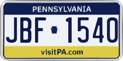 PA license plate JBF1540