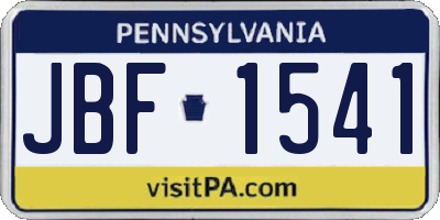 PA license plate JBF1541