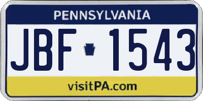 PA license plate JBF1543