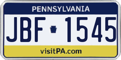 PA license plate JBF1545