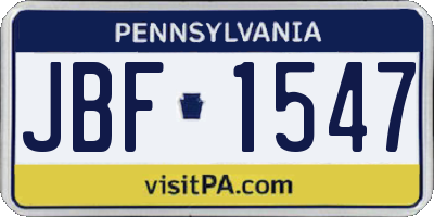 PA license plate JBF1547