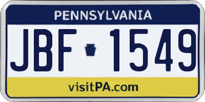 PA license plate JBF1549