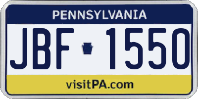 PA license plate JBF1550