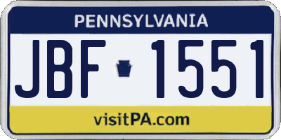 PA license plate JBF1551