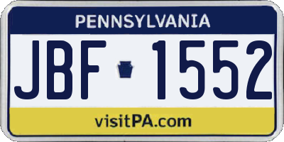 PA license plate JBF1552